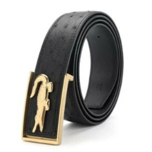 Alligator Buckle Ostrich Leather Belt