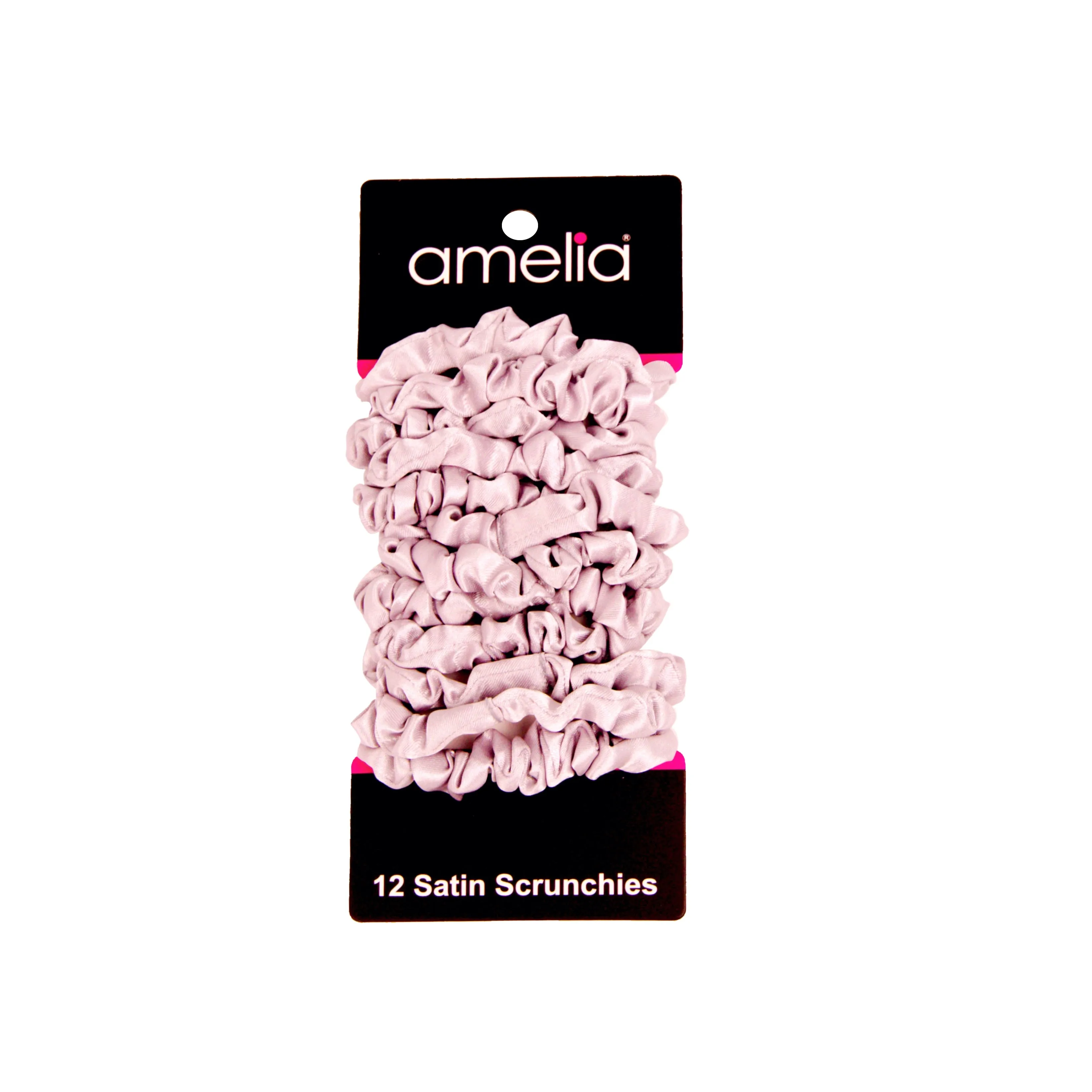 Amelia Beauty, Gray Satin Scrunchies, 2.25in Diameter, Gentle on Hair, Strong Hold, No Snag, No Dents or Creases. 12 Pack