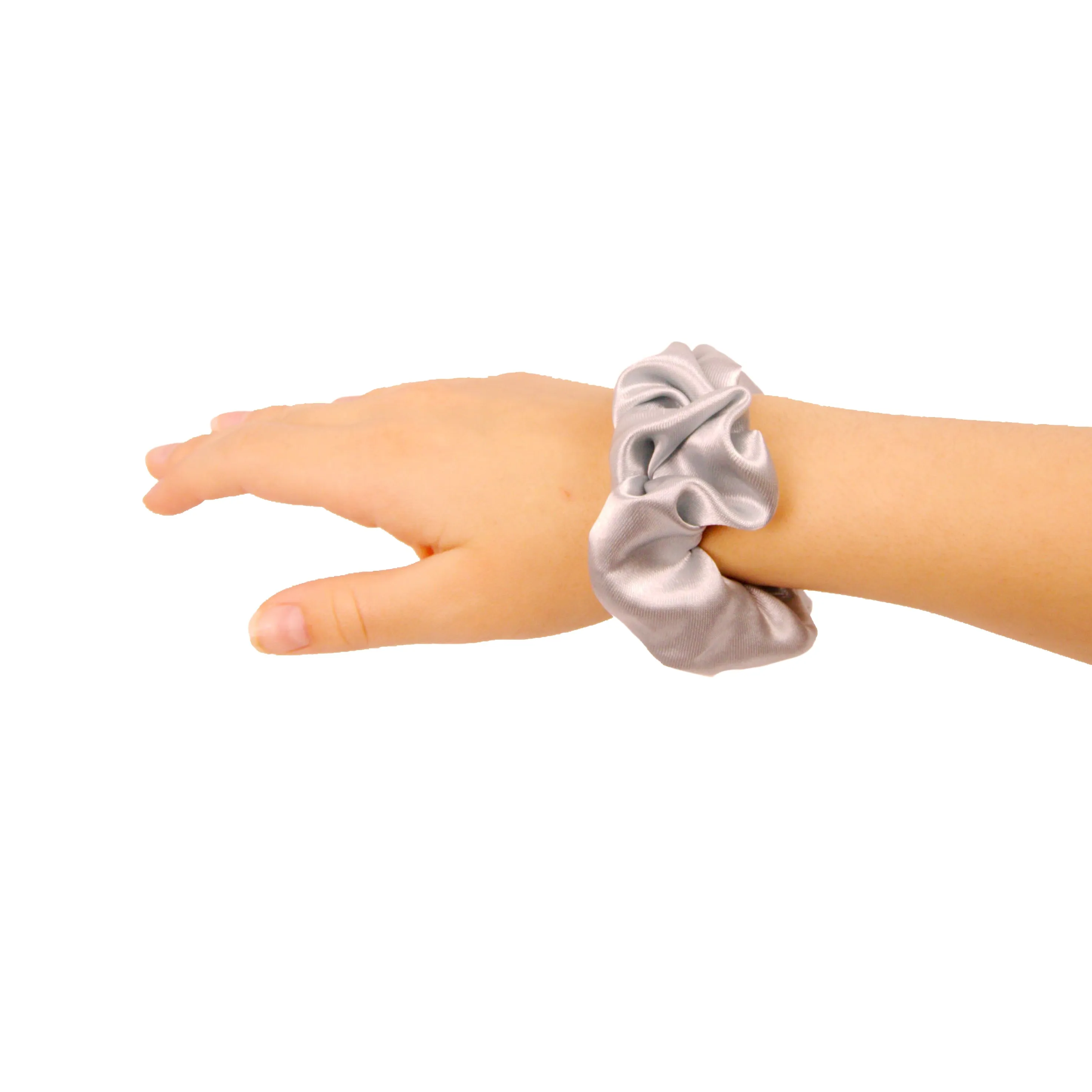 Amelia Beauty Products, Sky Satin Scrunchies, 3.5in Diameter, Gentle on Hair, Strong Hold, No Snag, No Dents or Creases. 8 Pack