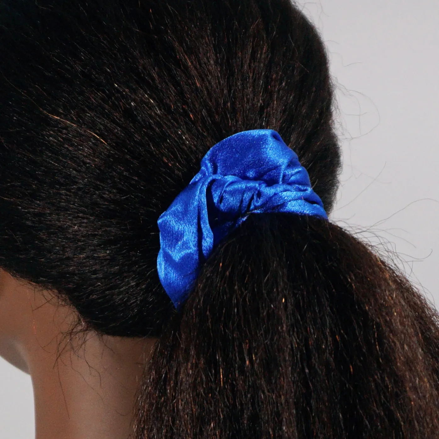 Amelia Beauty, Red, White and Blue Imitation Silk Scrunchies, 4.5in Diameter, Gentle on Hair, Strong Hold, No Snag, No Dents or Creases. 6 Pack