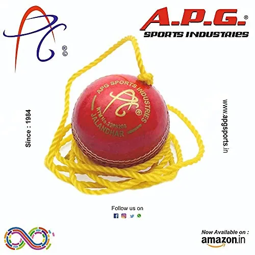 APG String Ball Leather Hanging Cricket Ball , 7 ft, (Red)