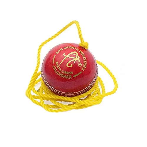 APG String Ball Leather Hanging Cricket Ball , 7 ft, (Red)