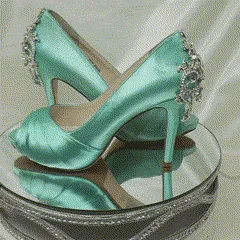 Aqua Blue Wedding Shoes with Crystal Heel Design