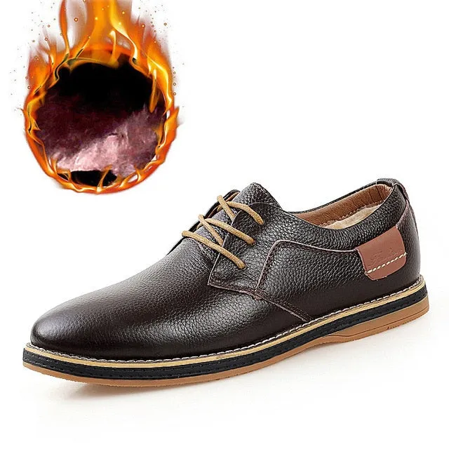 ARIARI Men Oxford Genuine Leather Dress Shoes Brogue Lace Up Flats Men Casual Moccasins Fashion Office Walking Footwear