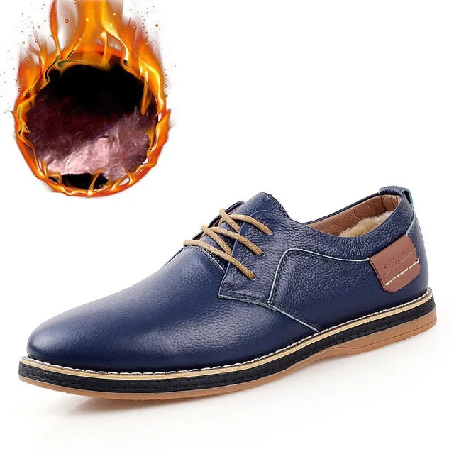 ARIARI Men Oxford Genuine Leather Dress Shoes Brogue Lace Up Flats Men Casual Moccasins Fashion Office Walking Footwear