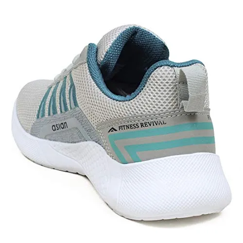 ASIAN Men's Bouncer-01 Grey Firozi Sports Latest Stylish Casual Sneakers,Lace up Lightweight Shoes for Running, Walking, Gym UK-6