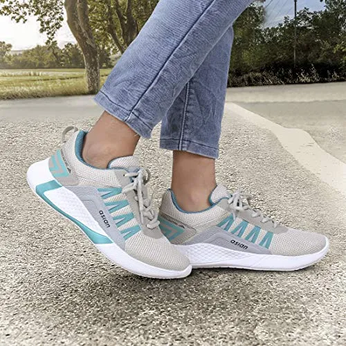 ASIAN Men's Bouncer-01 Grey Firozi Sports Latest Stylish Casual Sneakers,Lace up Lightweight Shoes for Running, Walking, Gym UK-6