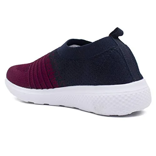 ASIAN Women's Elasto-02 Maroon Knitted,Sports,Walking,Slipon Shoes UK-5