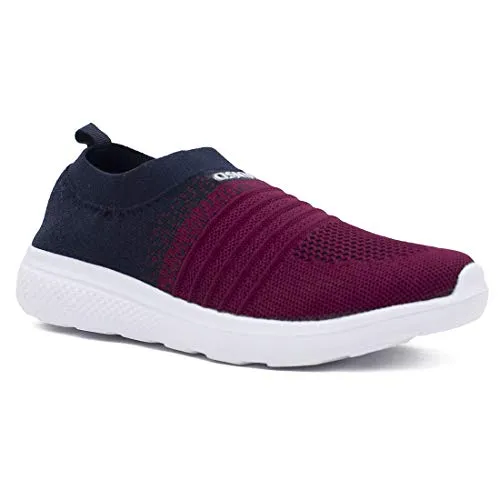 ASIAN Women's Elasto-02 Maroon Knitted,Sports,Walking,Slipon Shoes UK-5