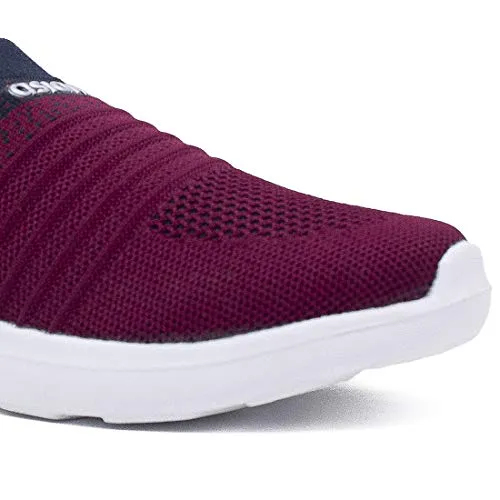 ASIAN Women's Elasto-02 Maroon Knitted,Sports,Walking,Slipon Shoes UK-5