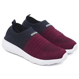 ASIAN Women's Elasto-02 Maroon Knitted,Sports,Walking,Slipon Shoes UK-5