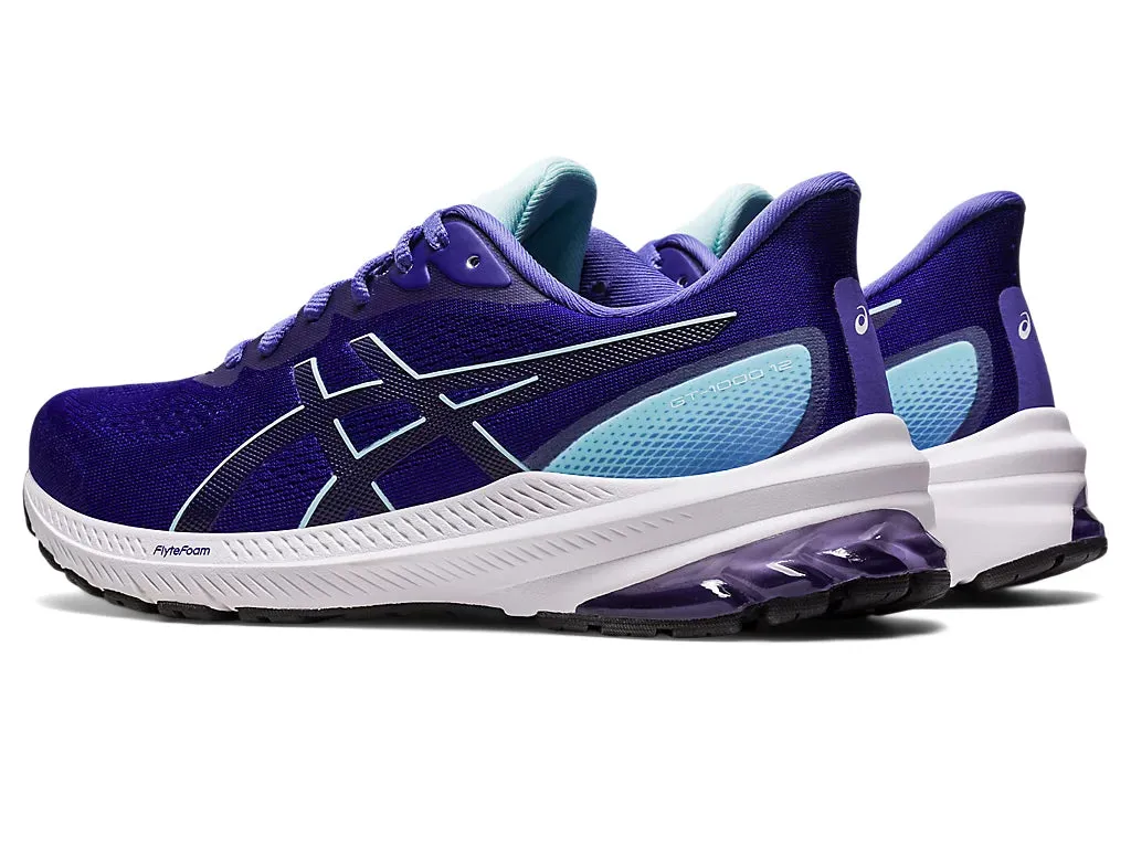 Asics Women's GT-1000 12 Wide (D) Running Shoes in Eggplant/Aquamarine