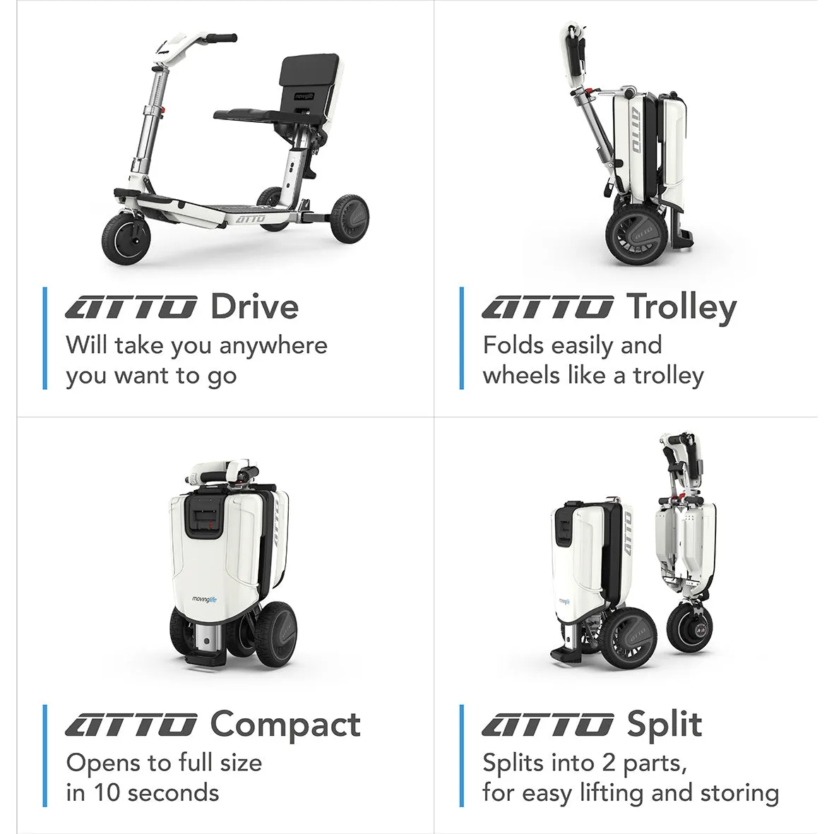 ATTO Portable Mobility Scooter Classic (standard Rental with Arms and cushion) Rental