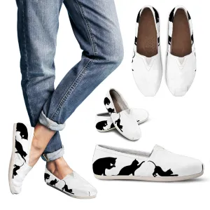 B & W Cat Women's Casual Canvas Shoes