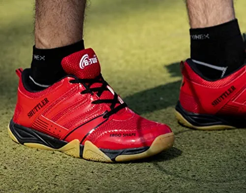 B-TUF Men's Red Badminton Shoes - 6 UK