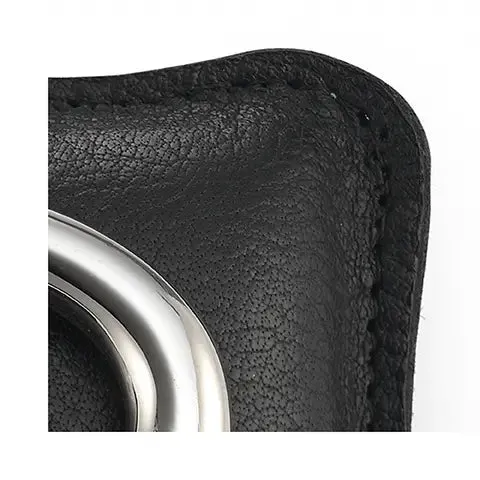 Black Leather and Polished Steel Paperweight
