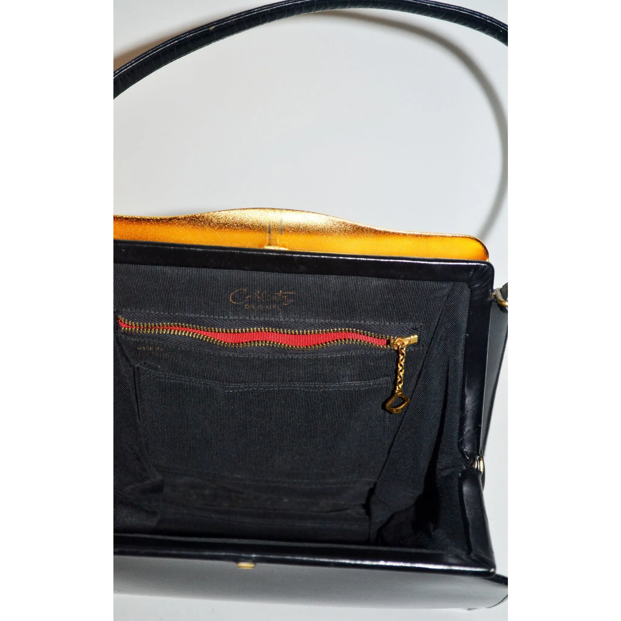 Black Leather Handbag By Coblentz