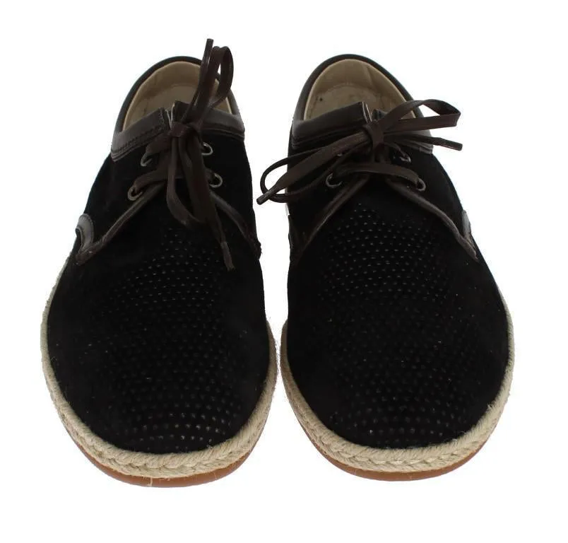 Black Suede Brown Leather Shoes