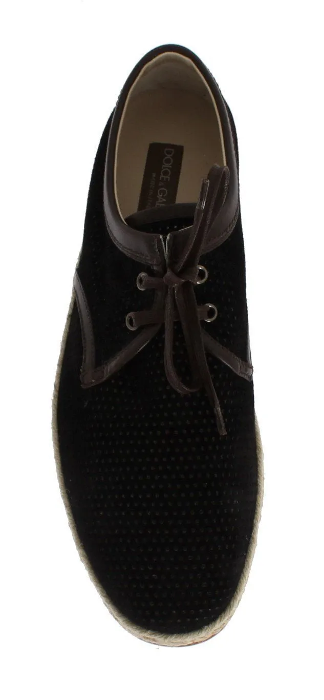 Black Suede Brown Leather Shoes