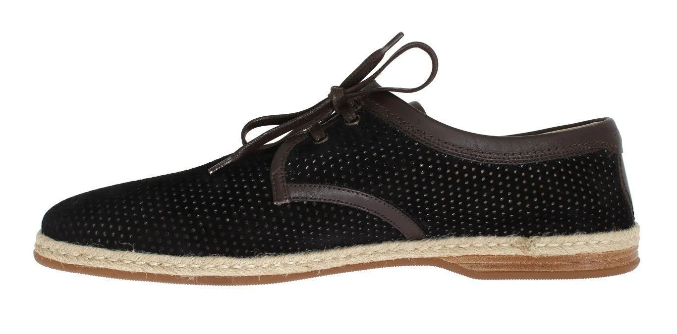 Black Suede Brown Leather Shoes