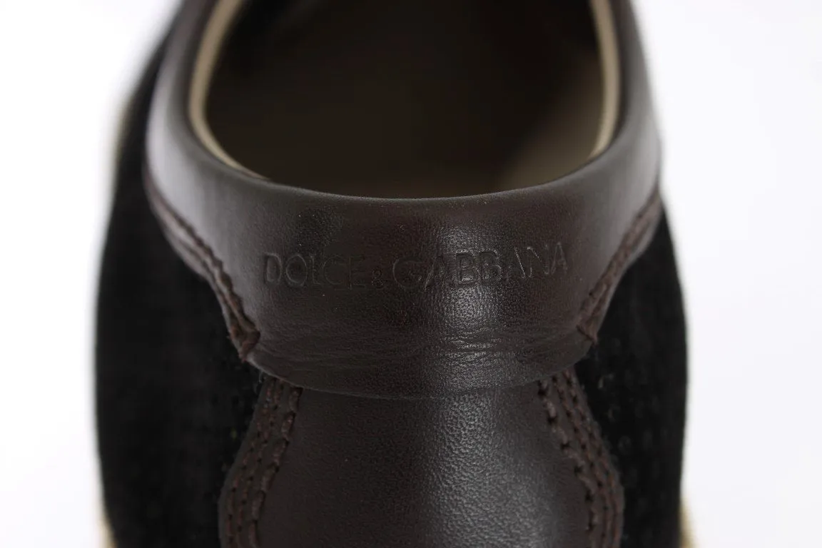Black Suede Brown Leather Shoes