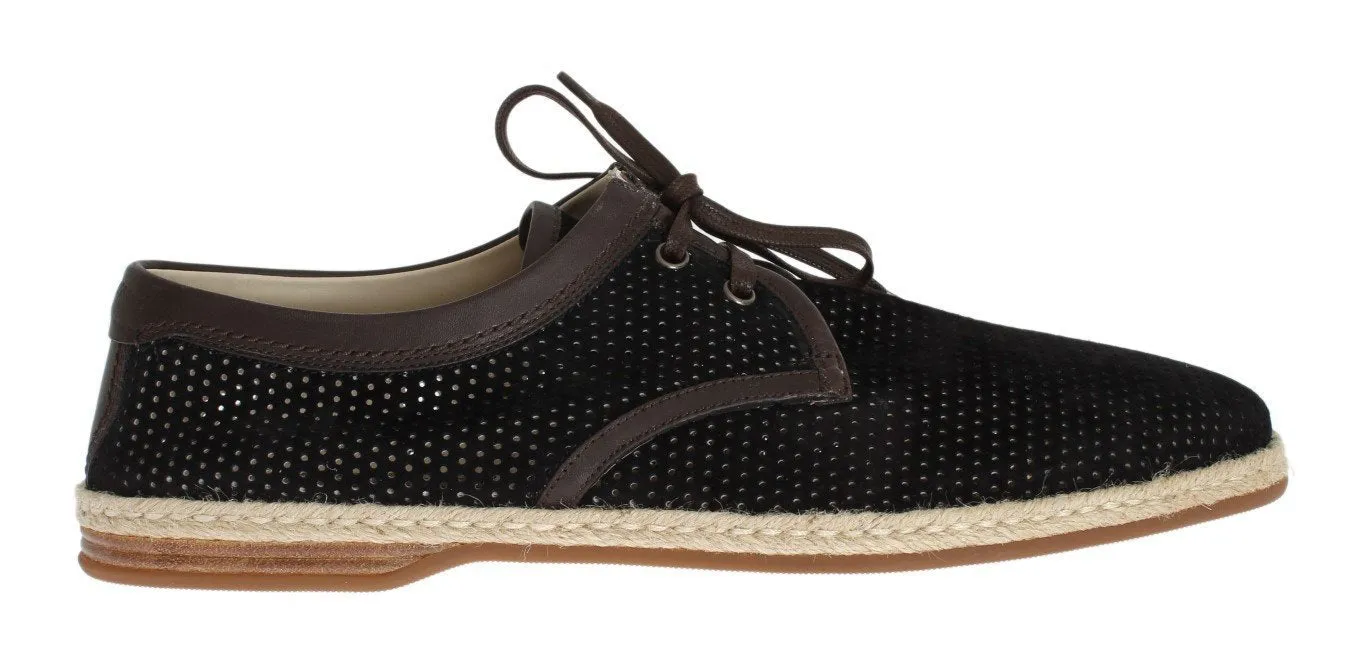 Black Suede Brown Leather Shoes