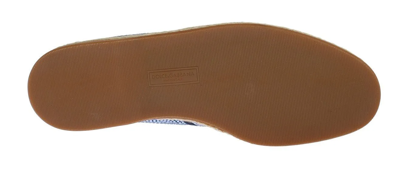 Blue Canvas Swarovski Strass Loafers