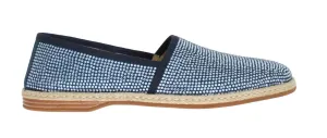 Blue Canvas Swarovski Strass Loafers