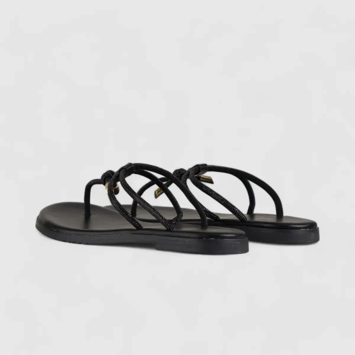 Bulbul Flat Bling Thong Sandal Black HAR015