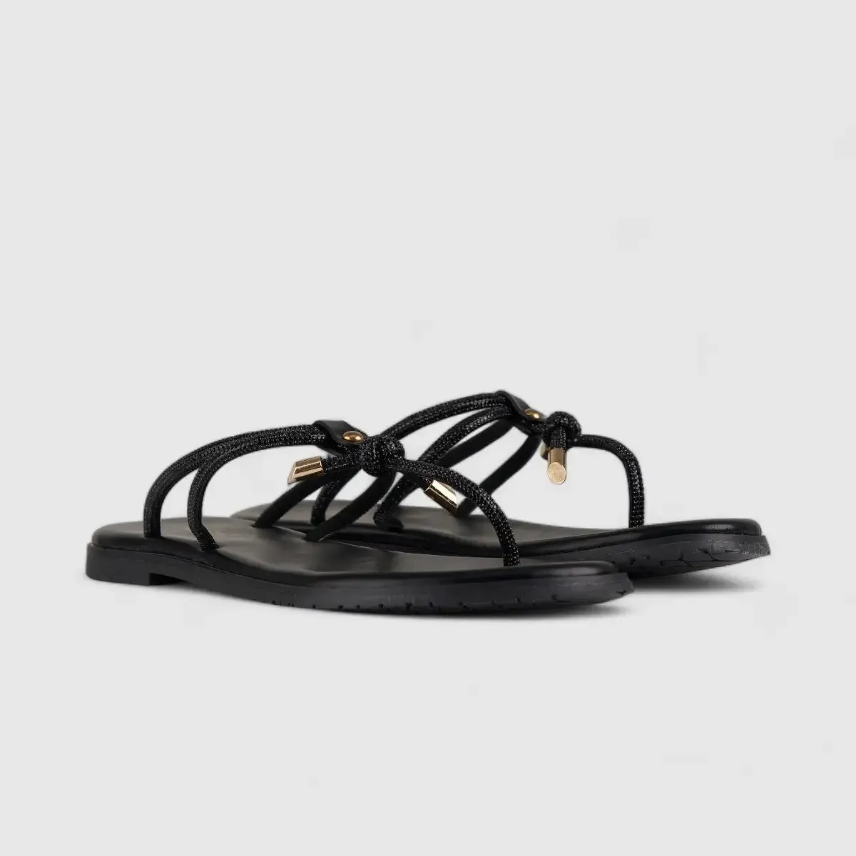 Bulbul Flat Bling Thong Sandal Black HAR015