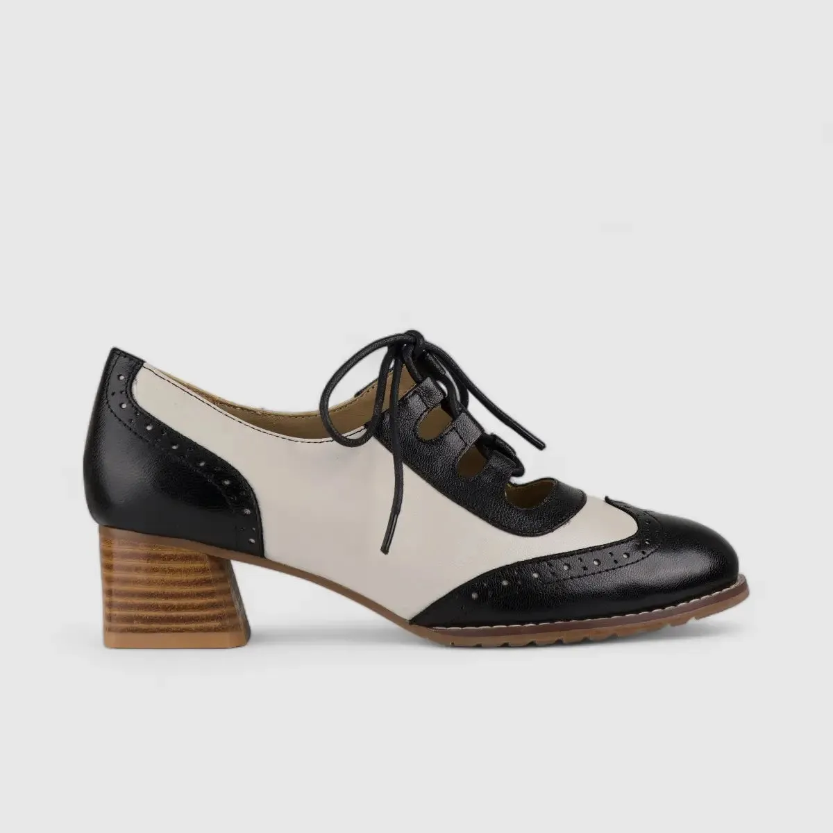 Bulbul Leather Oxford Brogue Black/White K058-8