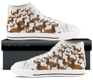 Cartoon Dachshund Kids Canvas Shoes