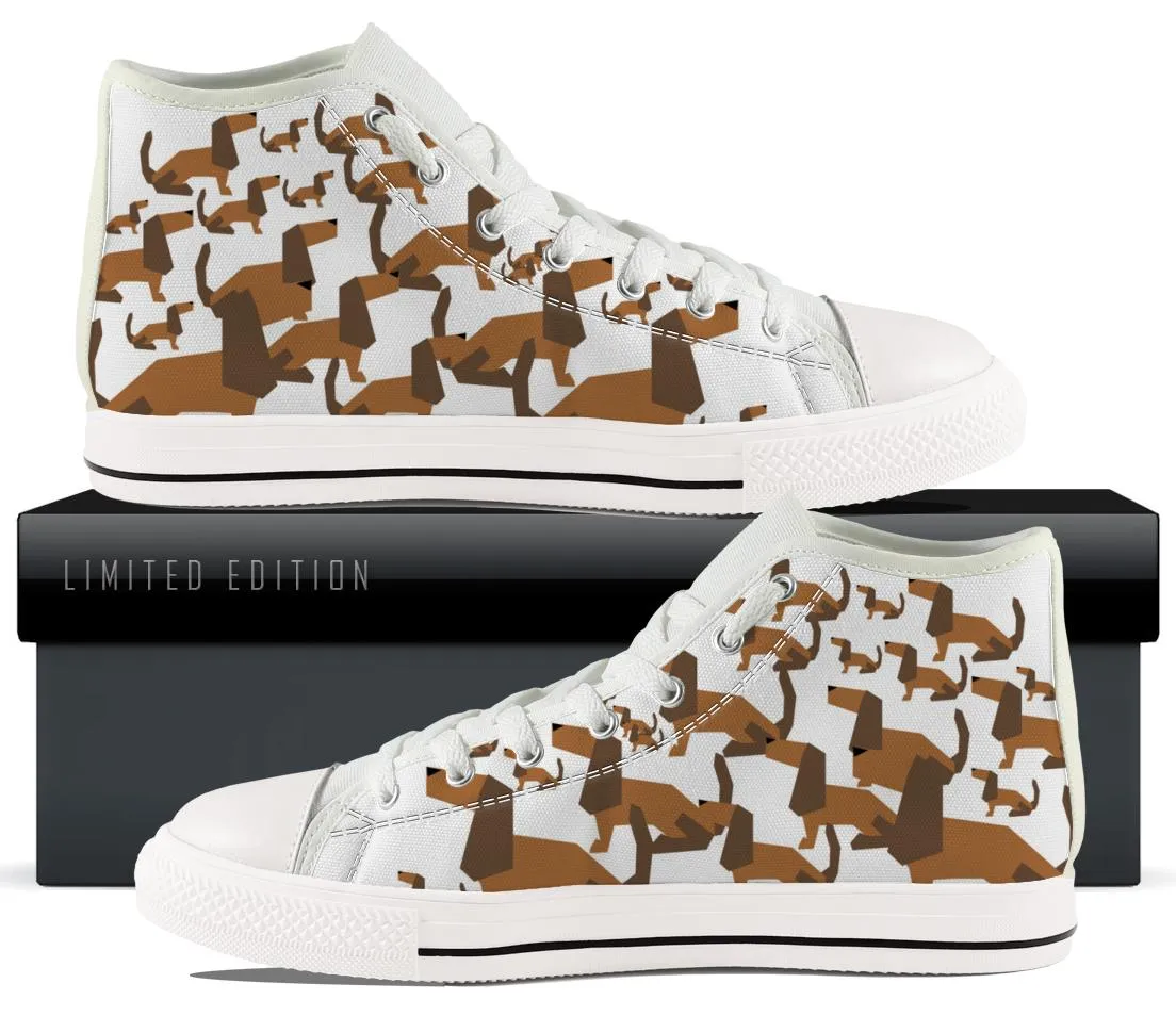 Cartoon Dachshund Kids Canvas Shoes