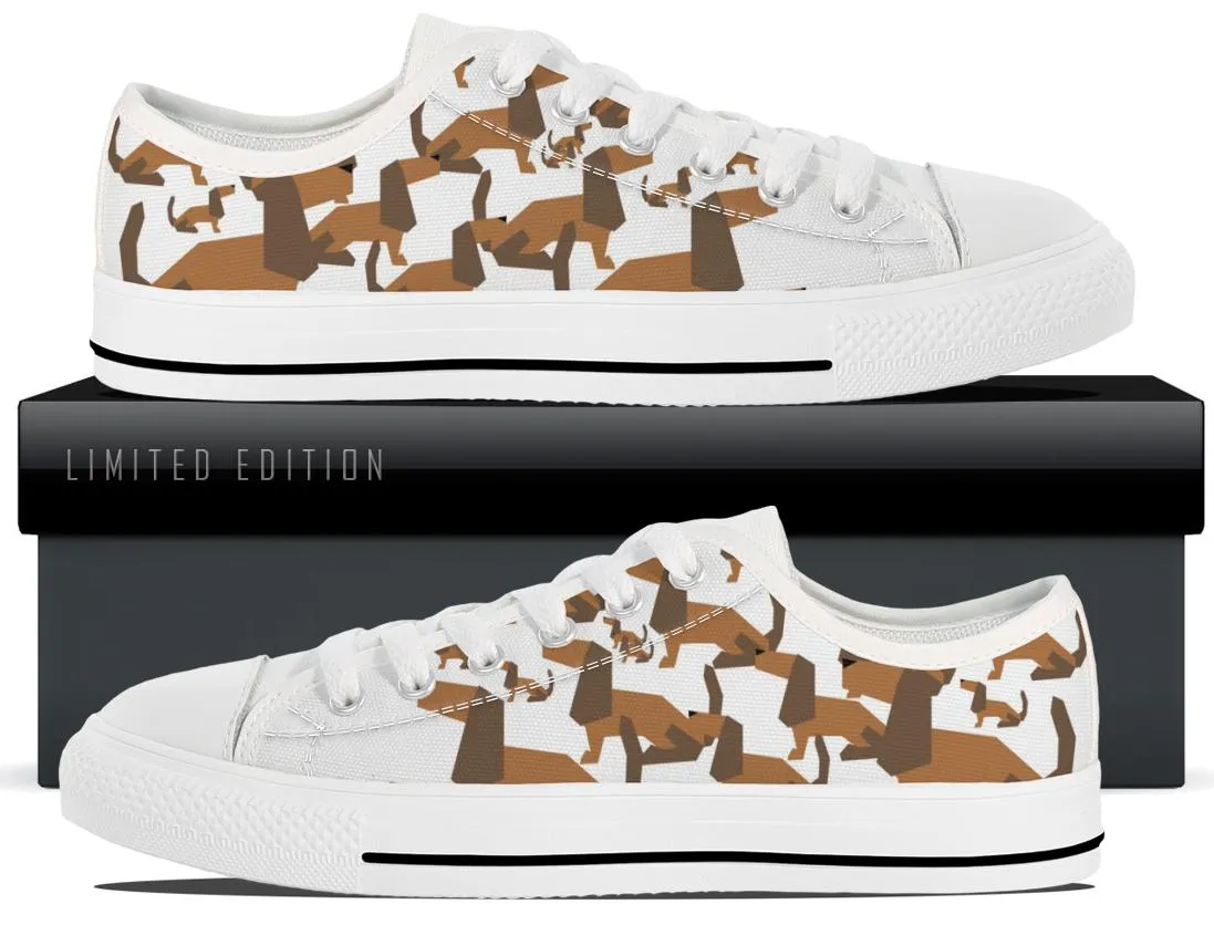 Cartoon Dachshund Kids Canvas Shoes