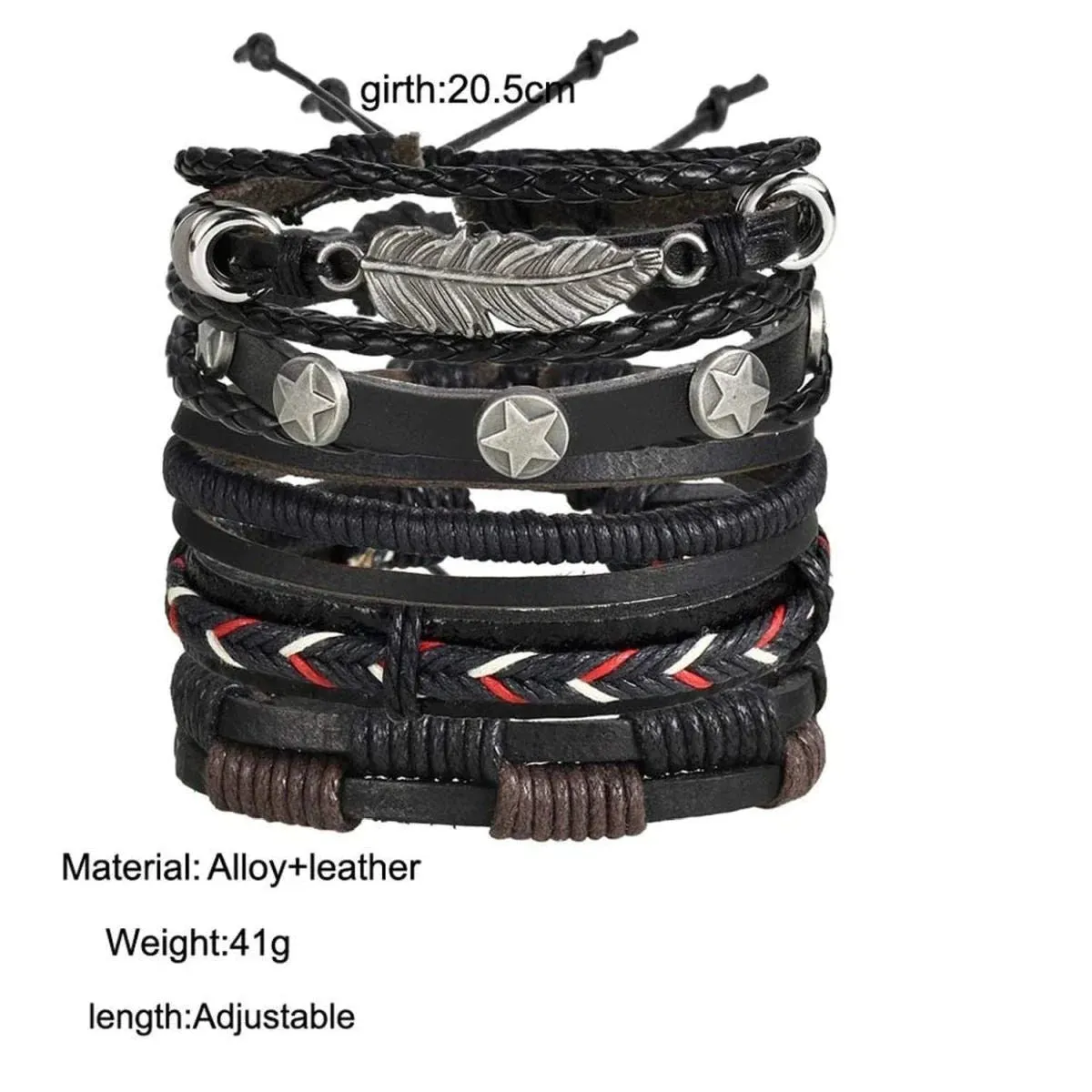 Casual Party Wear Black Leather Wraps Bracelets for Men