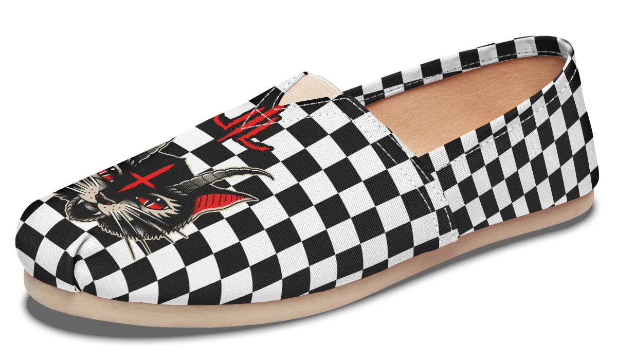 Cat Demon Checkered Casual Shoes