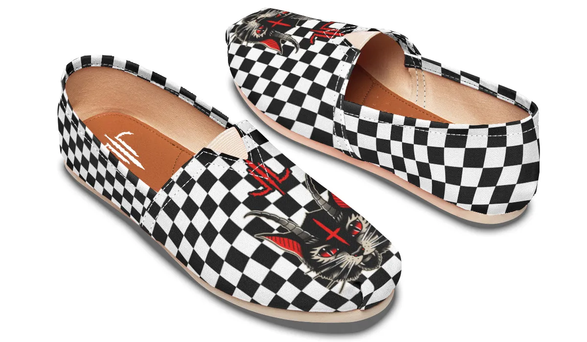 Cat Demon Checkered Casual Shoes