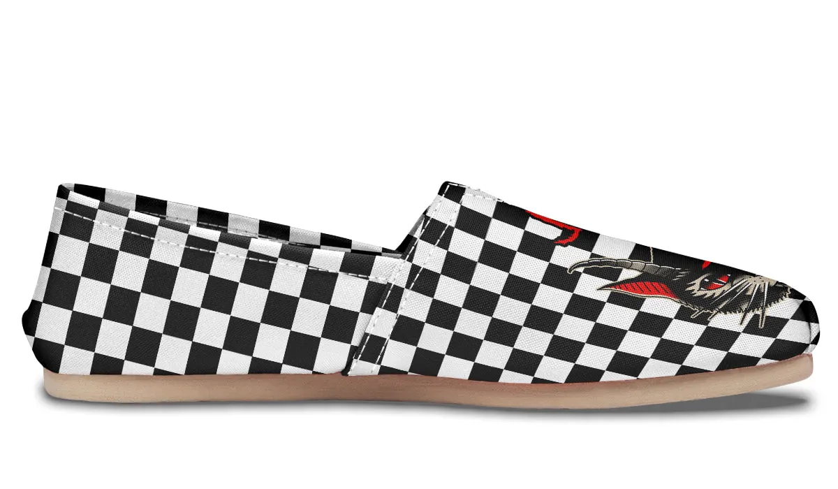 Cat Demon Checkered Casual Shoes