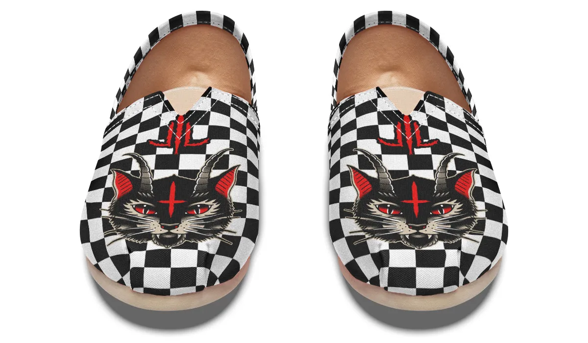 Cat Demon Checkered Casual Shoes