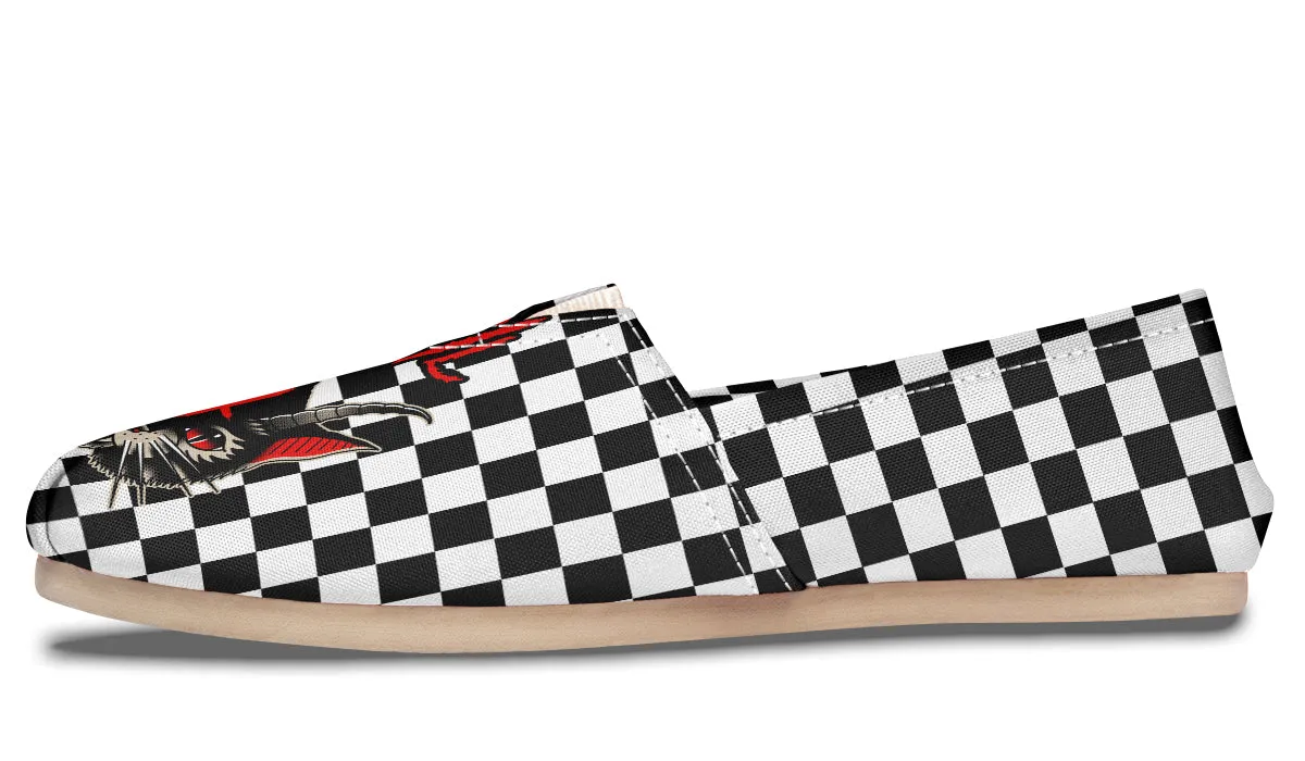 Cat Demon Checkered Casual Shoes