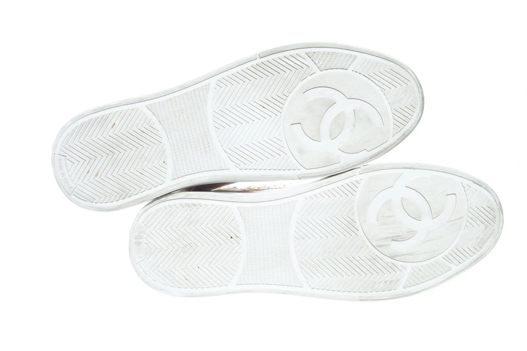 Chanel Gold Lace Up Sneakers SZ 38