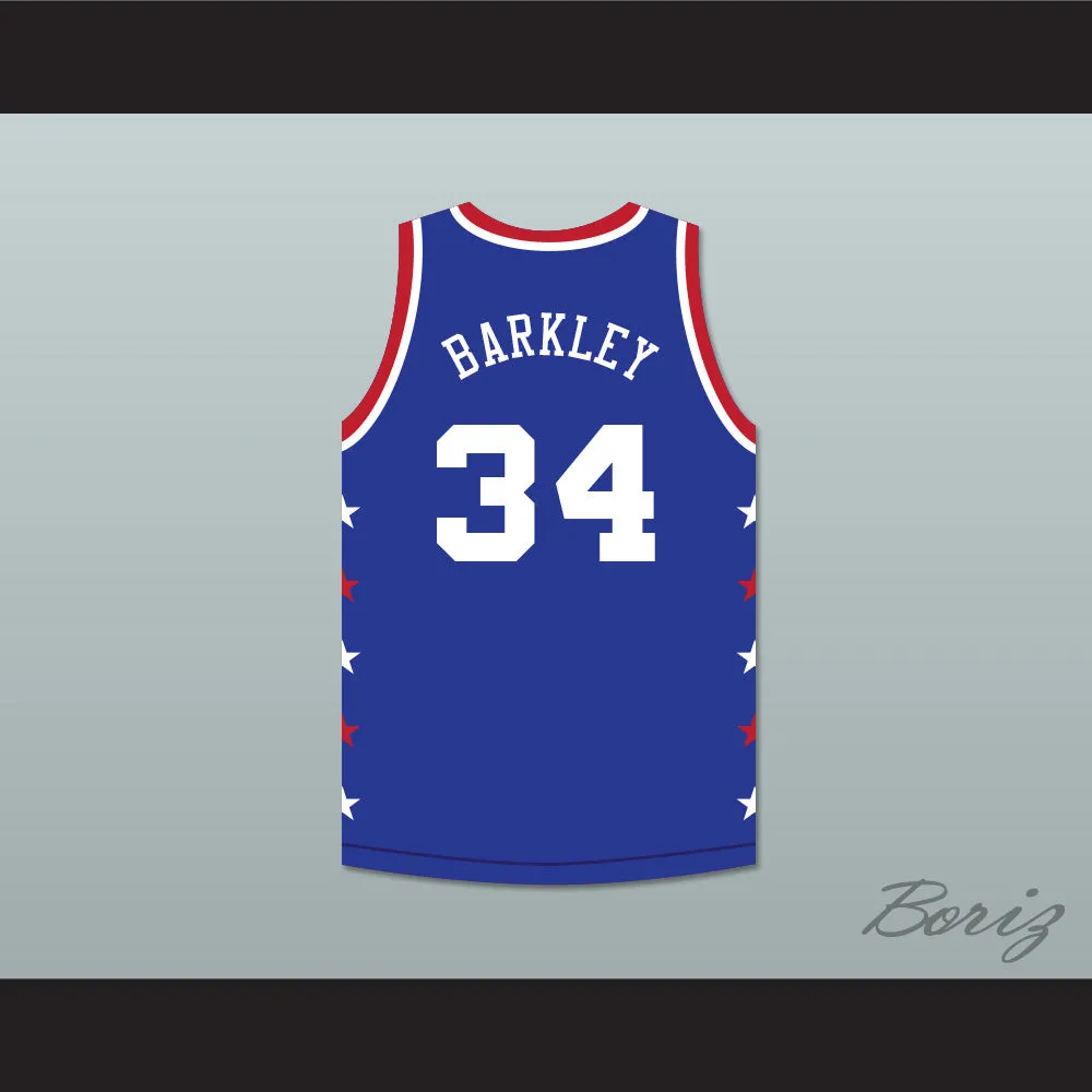 Charles Barkley 34 Magic Johnson All Star Game Blue Basketball Jersey 1988 Midsummer Night's Magic Charity Event