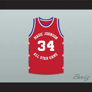 Charles Oakley 34 Magic Johnson All Star Game Red Basketball Jersey 1990 Midsummer Night's Magic Charity Event