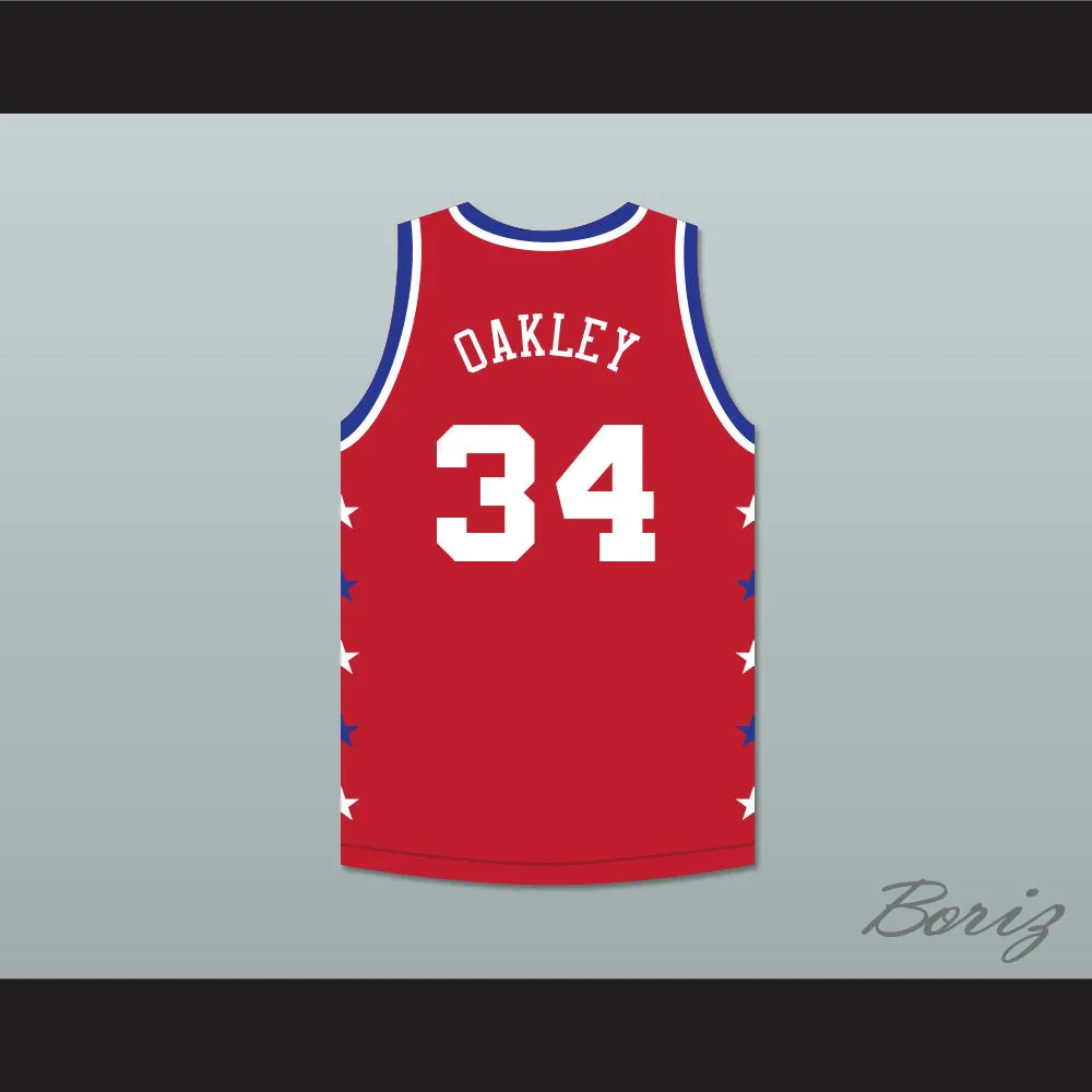 Charles Oakley 34 Magic Johnson All Star Game Red Basketball Jersey 1990 Midsummer Night's Magic Charity Event