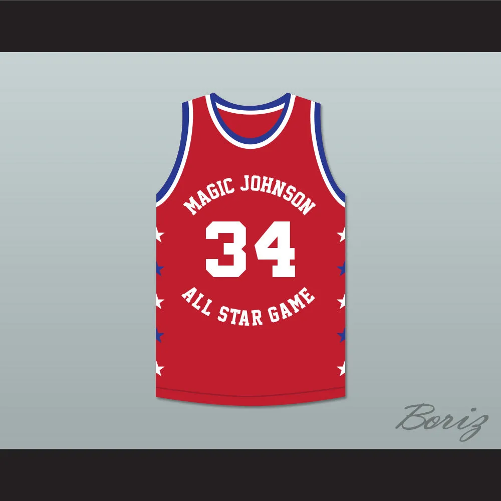 Charles Oakley 34 Magic Johnson All Star Game Red Basketball Jersey 1990 Midsummer Night's Magic Charity Event