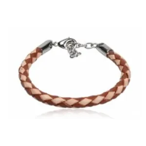 Children's, Teens' and Mothers' Bracelets:  Woven Leather Extension Bracelets 18cm   2.5cm.  Light and Dark Brown - SPECIAL OFFER
