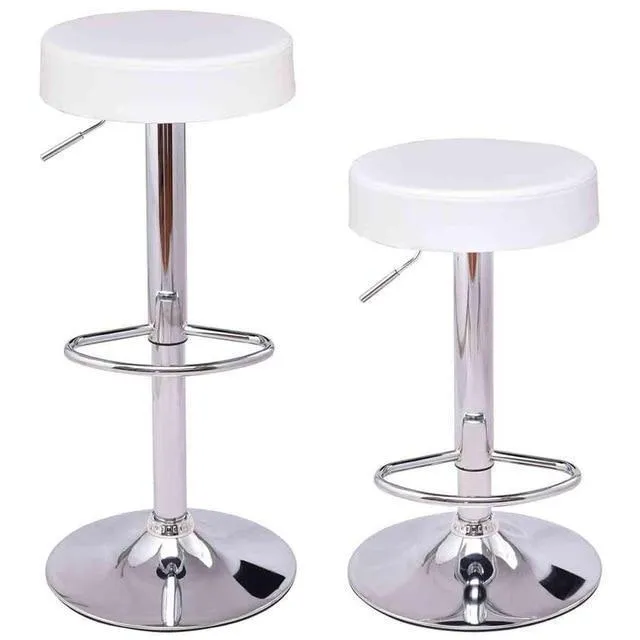 Chrome and Leather Adjustable Hydraulic Swivel Stool