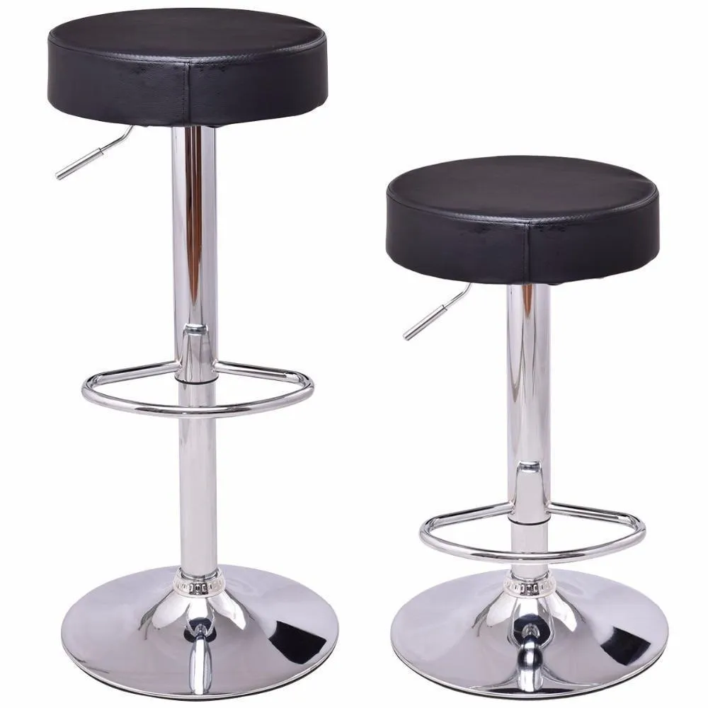 Chrome and Leather Adjustable Hydraulic Swivel Stool