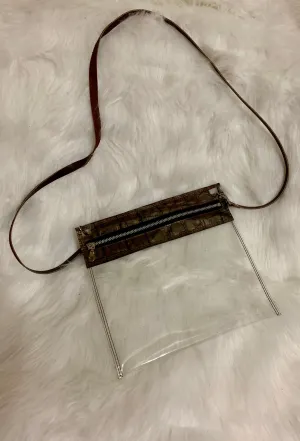 Clear Stadium Bag With Leather Trim