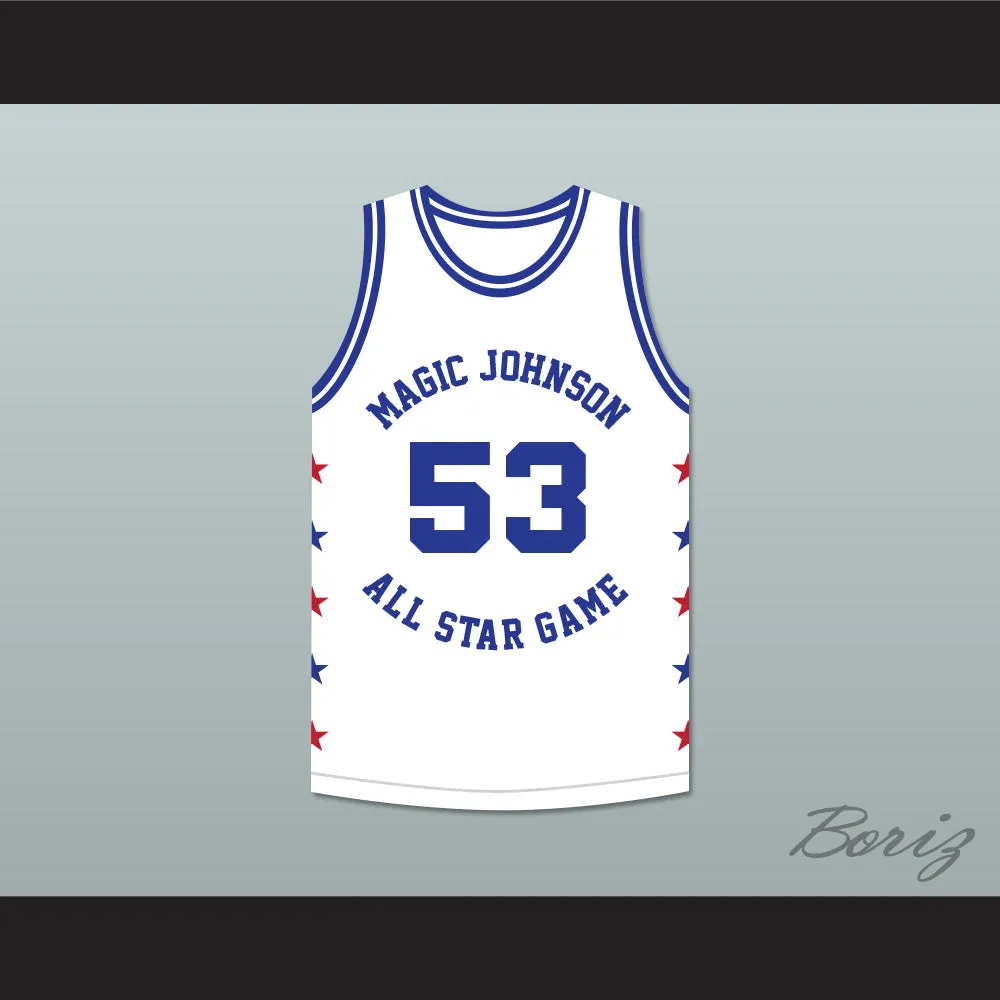 Cliff Levingston 53 Magic Johnson All Star Game White Basketball Jersey 1986 Midsummer Night's Magic Charity Event